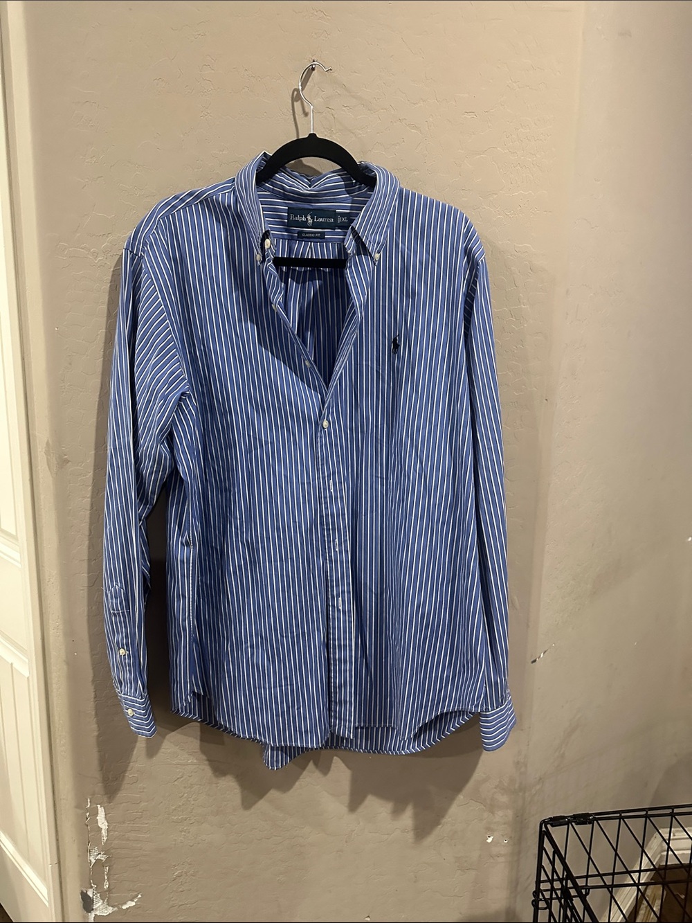 Ralph Lauren Blue and White Striped Button-Down Shirt